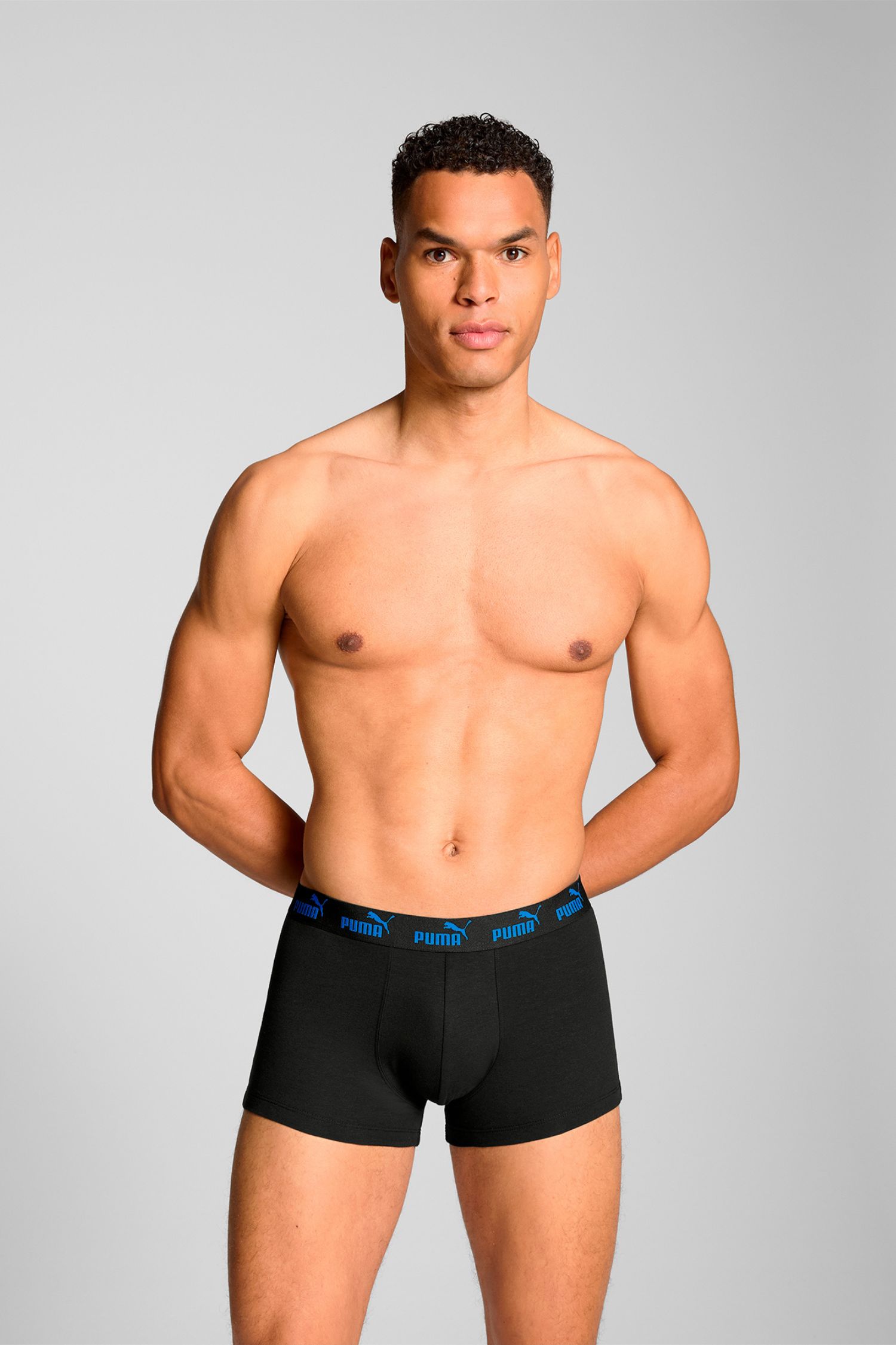 2er Pack Puma Herren Boxershorts Trunk Elements Schwarz Blau