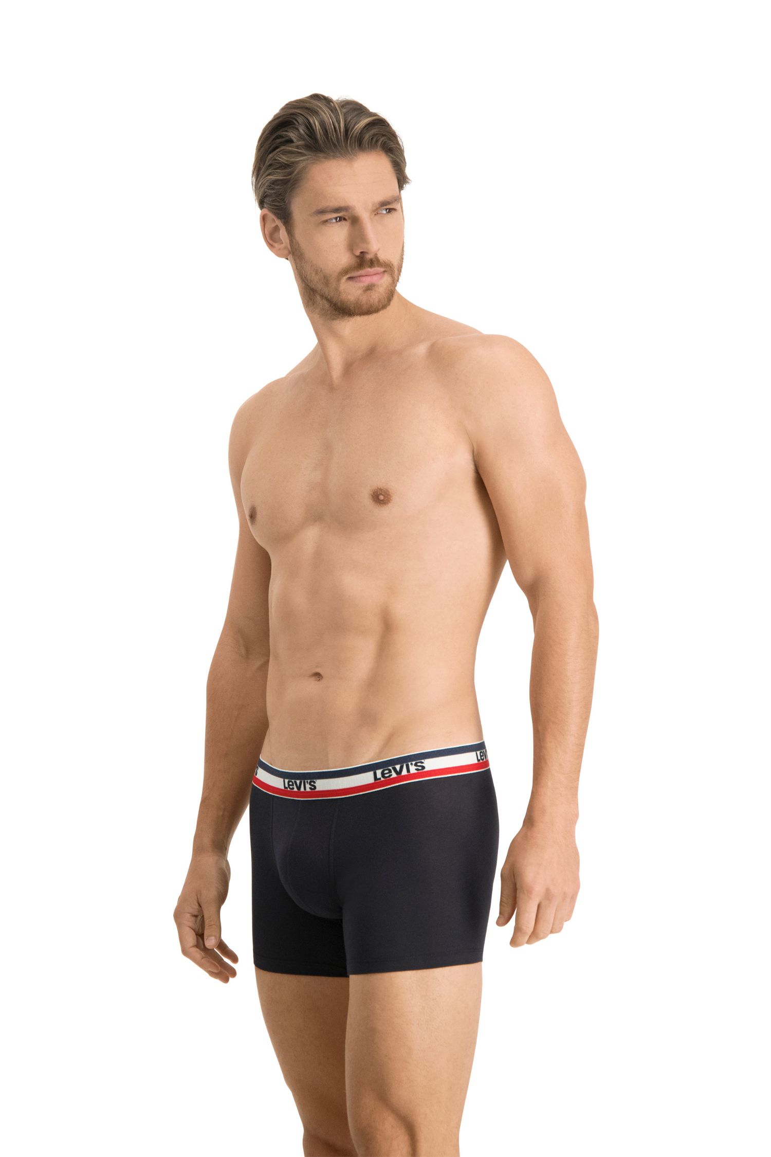 3er Pack Levi’s Herren Boxershorts Logo Sport Weiss Rot Blau