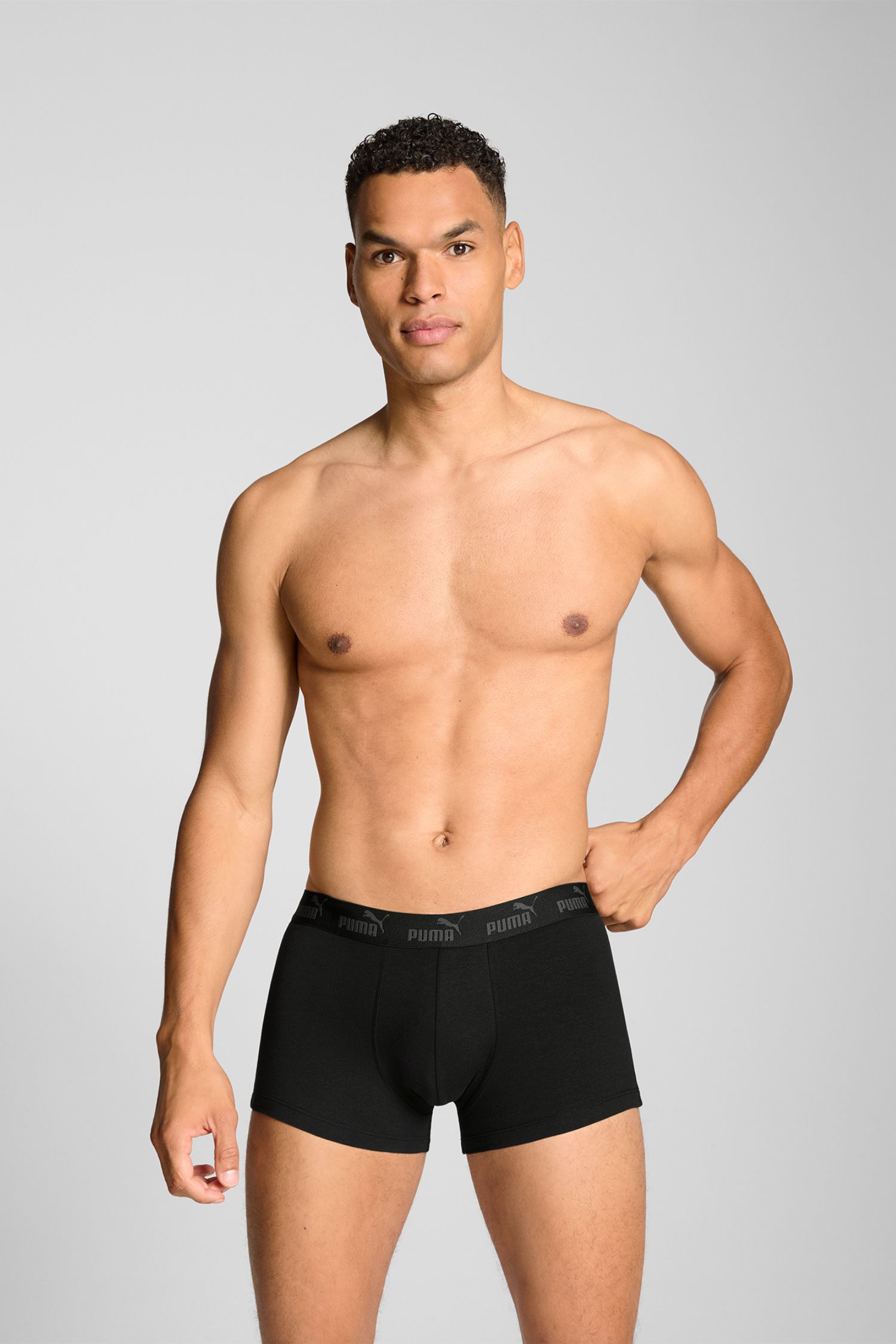 2er Pack Puma Herren Boxershorts Trunk Elements Grau Schwarz