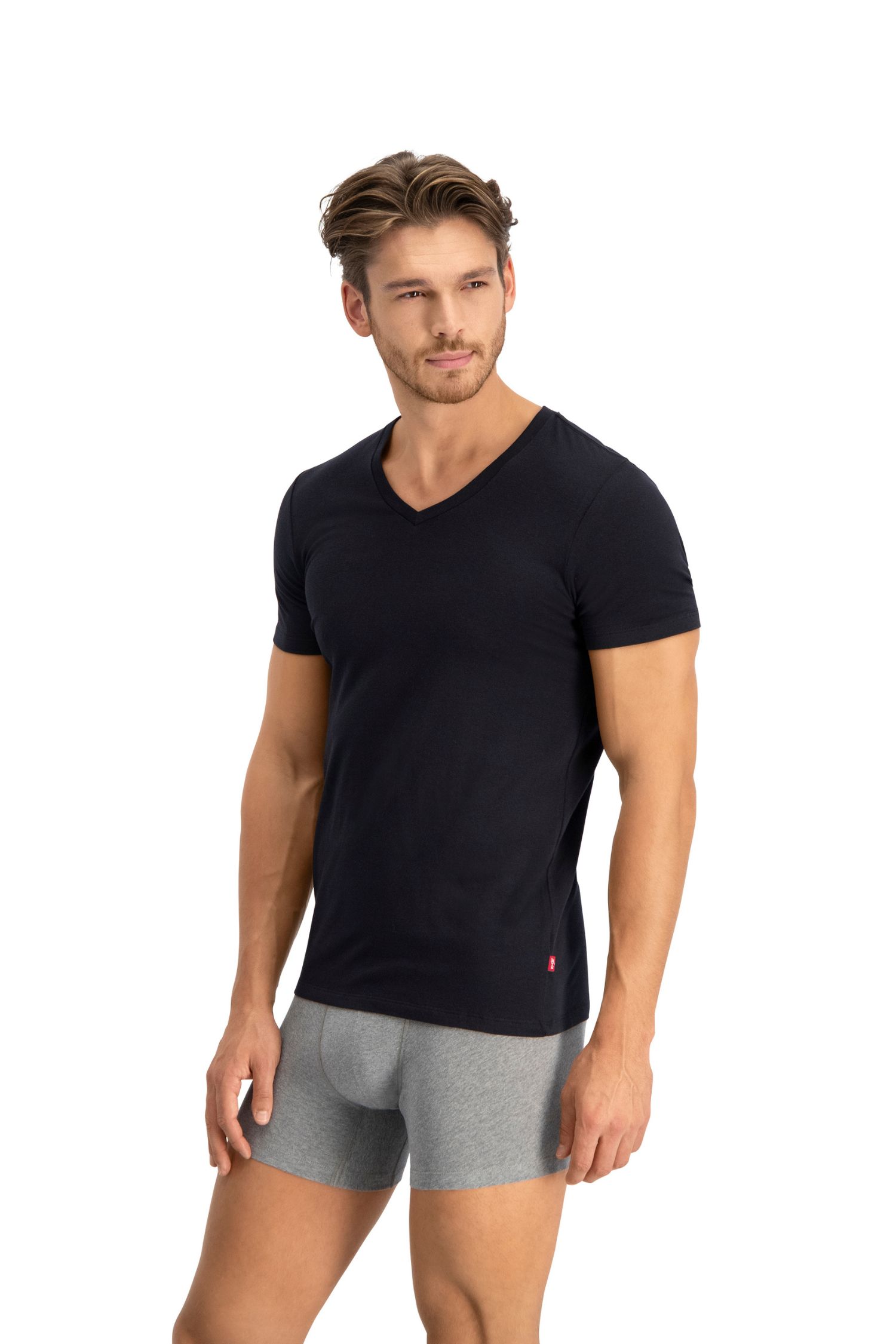 2er Pack Levi's Herren V-Ausschnitt T-Shirts Schwarz