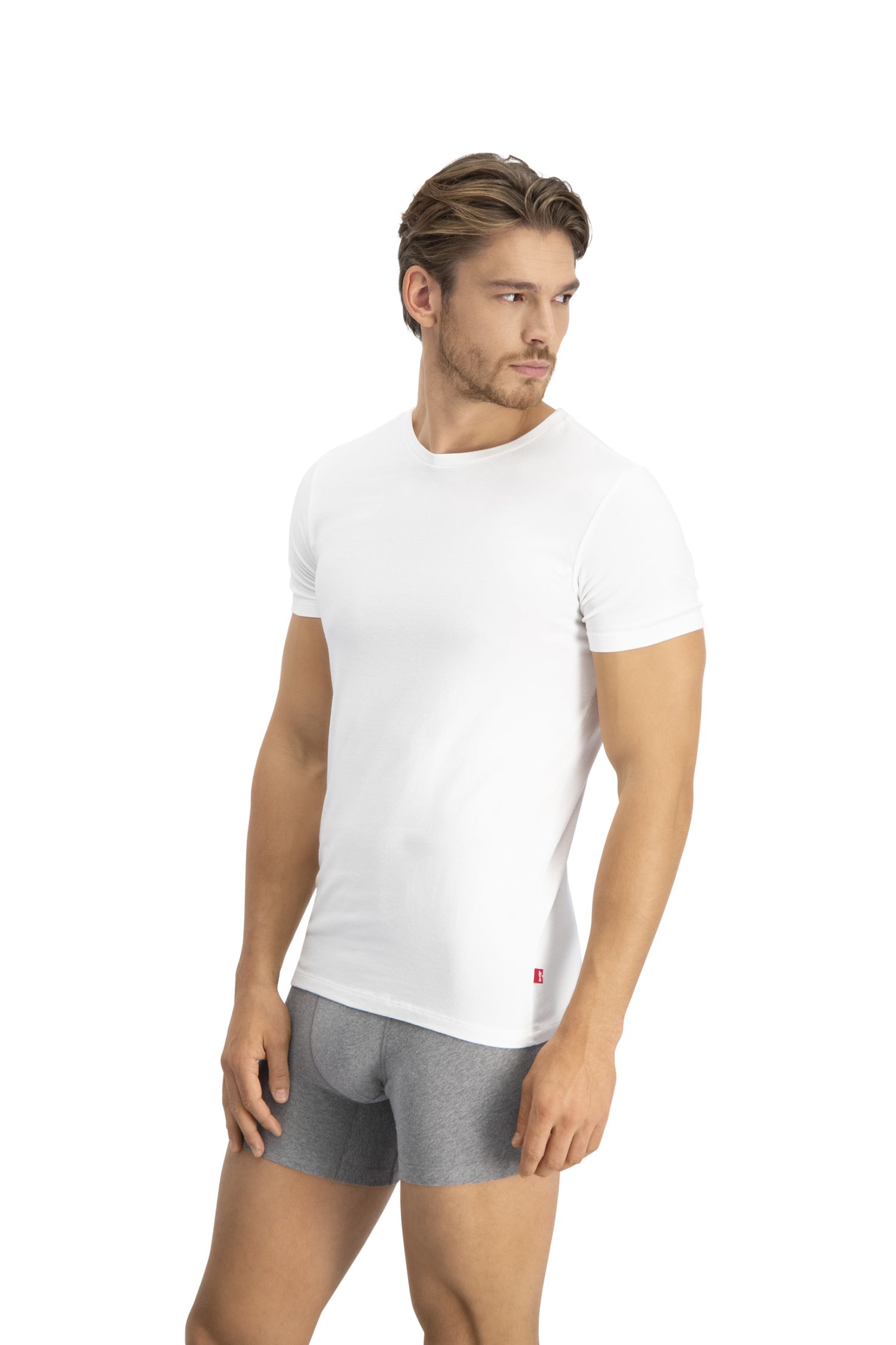 2er Pack Levis Herren Basic Rundhals T-Shirts Weiss